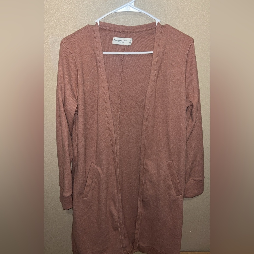 Abercrombie & Fitch Mauve Open-Front Cardigan